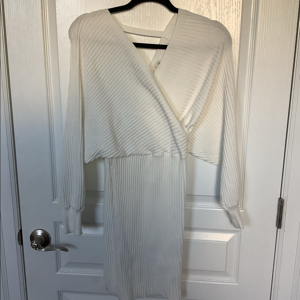 White sweater dress
